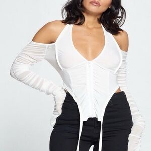 Elegant White Cold Shoulder Top